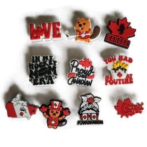 Canada Hockey Mom Croc Charms - set of 10